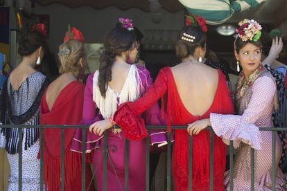 Flamenco fashion makes an annual appearance at the Feria, a perfect showcase for the expensive, handmade dresses and elaborate accessories that women wear this one time out of the year.