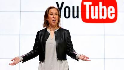 YouTube CEO Susan Wojcicki speaks during the introduction of YouTube TV at YouTube Space LA on Feb. 28, 2017, in Los Angeles.