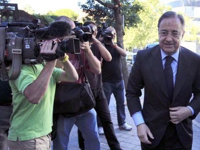 Real Madrid president Florentino P&eacute;rez arrives atTuesday&#039;s LFP meeting in Madrid.
