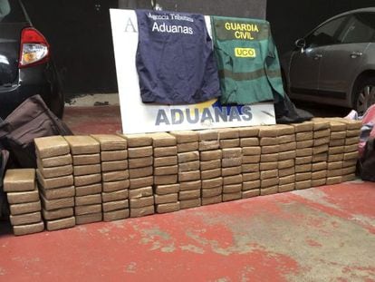 A shipment of 125 kilograms of cocaine seized at the port of Vigo on August 18.