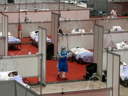 The field hospital at the Ifema convention center in Madrid.