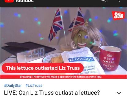 Screenshot of the Daily Star tabloid broadcast after Liz Truss announced her resignation.
