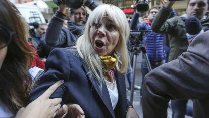 Maradona's ex-wife Claudia Villafañe leaves a Buenos Aires courthouse on Tuesday.