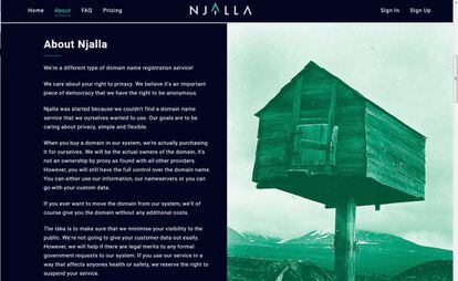 The Njalla website.