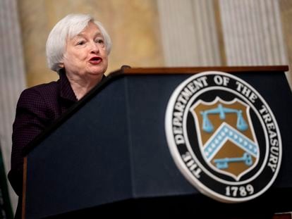 Treasury Secretary Janet Yellen speaks during the 2023 Summit for Democracy at the Treasury Department, on March 28, 2023, in Washington.

Associated Press/LaPresse

EDITORIAL USE ONLY/ONLY ITALY AND SPAIN