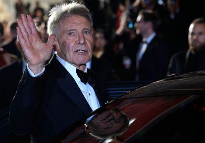 Harrison Ford, este jueves en Cannes tras la proyección de 'Indiana Jones y el dial del destino'.