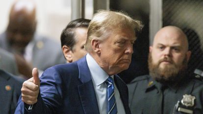 Donald Trump in criminal court in New York on Tuesday.