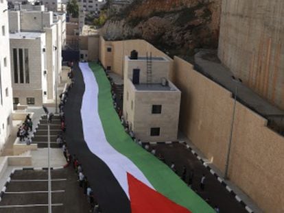 People demonstrating in the West Bank city of Nablus on November 12.