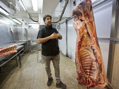 Hernán Méndez, owner of the Piaf butcher shop, in Buenos Aires, Argentina.