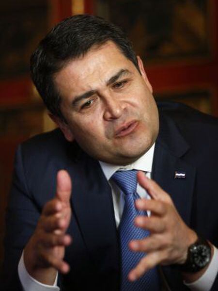Juan Orlando Hernández, during the interview in Madrid.