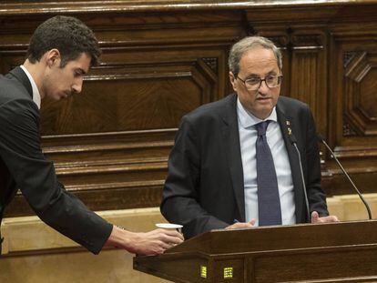 Quim Torra addresses the Catalan parliament on Thursday.