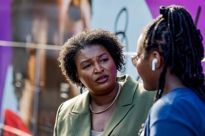 Democratic gubernatorial candidate Stacey Abrams during a campaign rally in Decatur, Georgia.