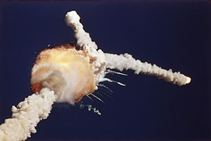 An image of the 1986 explosion of NASA's 'Challenger.' 