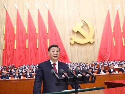 Chinese President Xi Jinping during the opening speech of the 20th Congress of the Communist Party of China, this Sunday in Beijing.