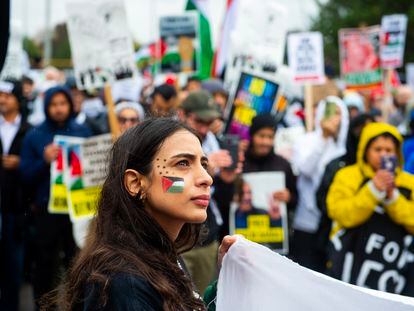 Pro-Palestine demonstration in Dearborn, Michigan, on Oct. 14, 2023.