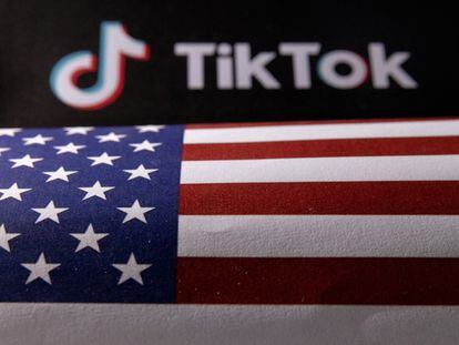 U.S. flag and TikTok logo are seen in this illustration taken, June 2, 2023.