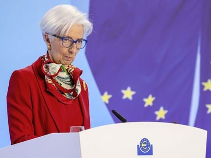 Christine Lagarde at the news conference this Thursday.