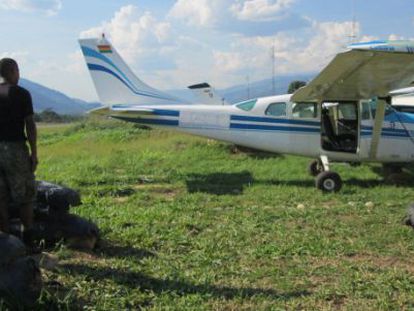 A Bolivian plane confiscated in the jungle in Peru. 