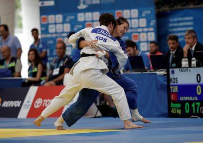 Kosovan judo competitor Laura Fazliu in the Mediterranean Games.