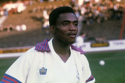 Laurie Cunningham representing England in 1977.