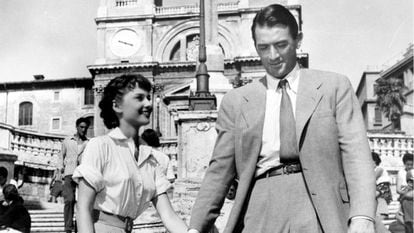 Audrey Hepburn and Gregory Peck in a scene from 'Roman Holiday.'
