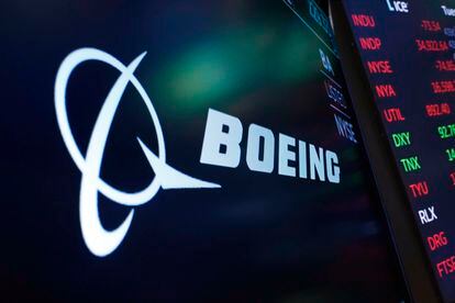 The logo for Boeing