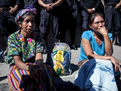Women in Guatemala hold a protest over poverty last month.