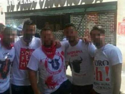 The five men accused of raping an 18-year-old in Pamplona in 2016.