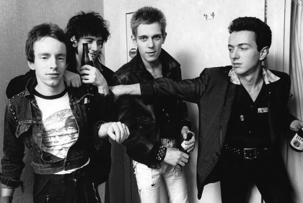 The Clash, from right to left: Nicky Headon (drums), Mick Jones (guitar), Paul Simonon (bass) and Joe Strummer (guitar and vocals) in New York (1978).