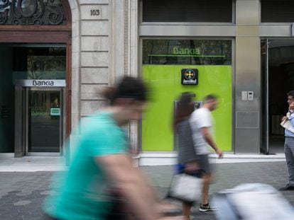 The Bankia branch in Barcelona which is due to have its assets seized.