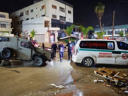 An ambulance detained by Israeli forces during a raid in Jenin, West Bank.