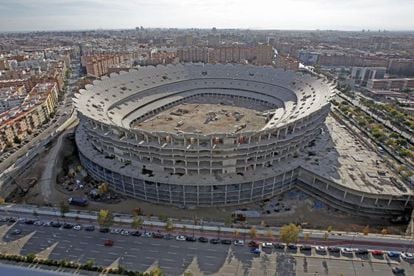 The half-built Nuevo Mestalla stadium in Valencia. 