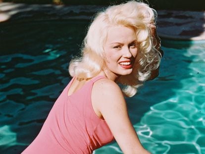 Mamie Van Doren photographed in 1955, in an attempt by studios to market her as an alternative to Marilyn Monroe.