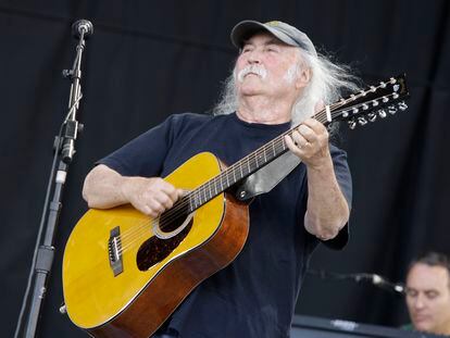David Crosby of the band Crosby, Stills and Nash, performs at Glastonbury Festival in England, on June 27, 2009.