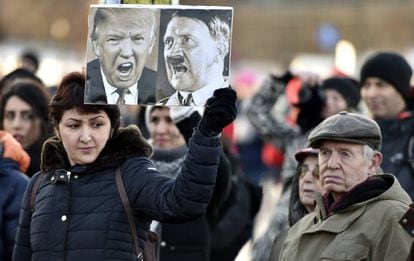 Protesters in Helsinki, Finland, in January 2017.