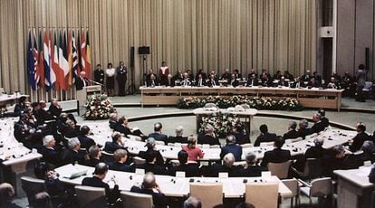 The signing of the Maastricht Treaty in 1992.