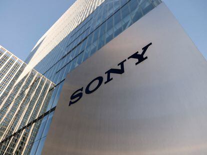 The Sony logo is displayed outside the company's headquarters in Tokyo, Japan February 16, 2023.