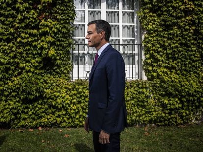 Acting Spanish Prime Minister Pedro Sánchez, pictured on Friday in the gardens at La Moncloa palace.