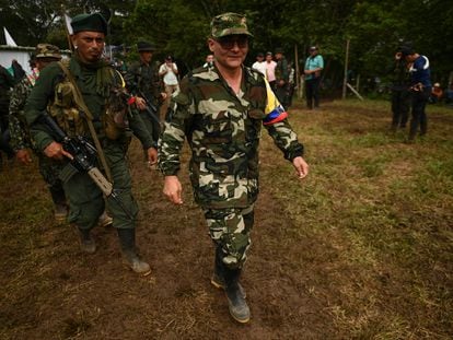 Iván Mordisco, commander of the main FARC dissidence, on Sunday in San Vicente del Caguan, department of Caquetá (Colombia).