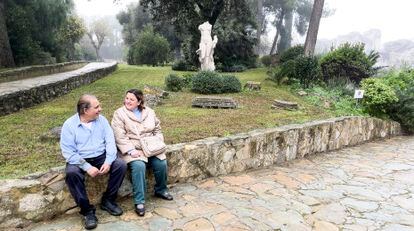 Rosario and her partner, Antonio, at the Roman ruins of Italica, in Seville, where he works as a gardener.