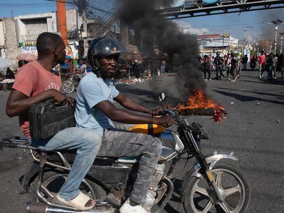 Protesters in Port-au-Prince demand the resignation of Ariel Henry on Thursday.