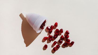 Representation of blood in a menstrual cup.