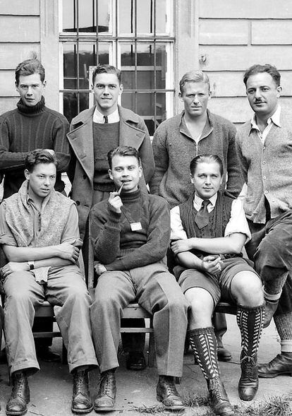 A group of prisoners in Colditz Castle.