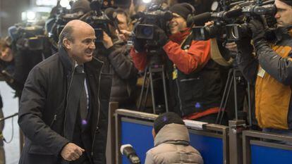 Luis de Guindos arrives for a meeting of euro zone ministers in Brussels on Sunday.