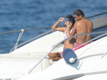 Rafa Nadal with his girlfriend out at sea.