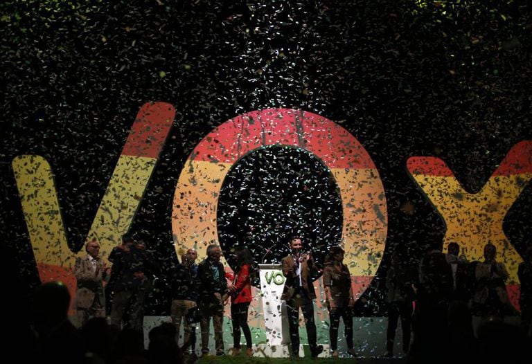 A vox rally led by party leader Santiago Abascal.