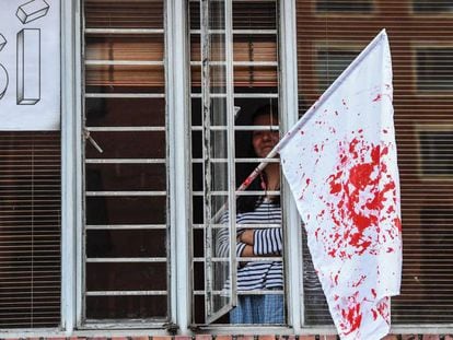 A white flag stained blood red after Colombia's referendum.