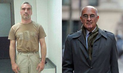 Left: French secret agent Christian Piazzole during his arrest. Right: General Rondot.
