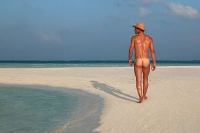 A nudist beachgoer.