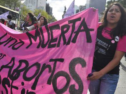 A protest held in Mexico City to demand the decriminalization of abortion in Latin America.